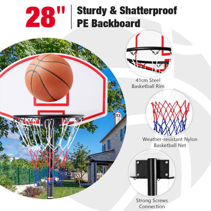 Portable Basketball Hoop, Adjustable Height, 28 In Backboard