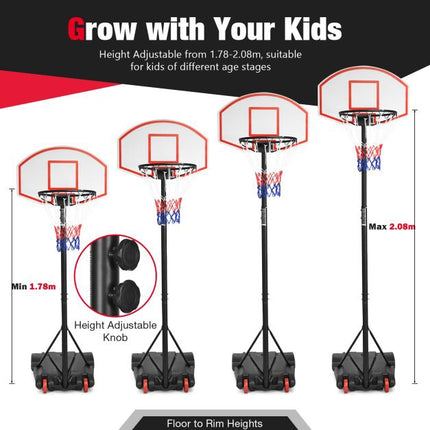 Portable Basketball Hoop, Adjustable Height, 28 In Backboard