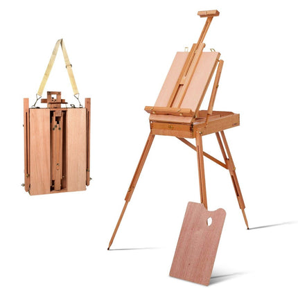 Portable Beechwood Easel with Drawer and Shelf, 71x114x183 cm