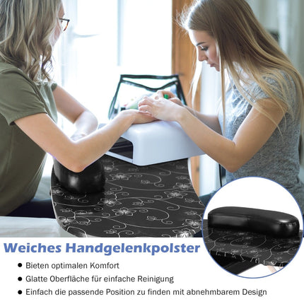Portable Black Manicure Table with Drawer & Wheels