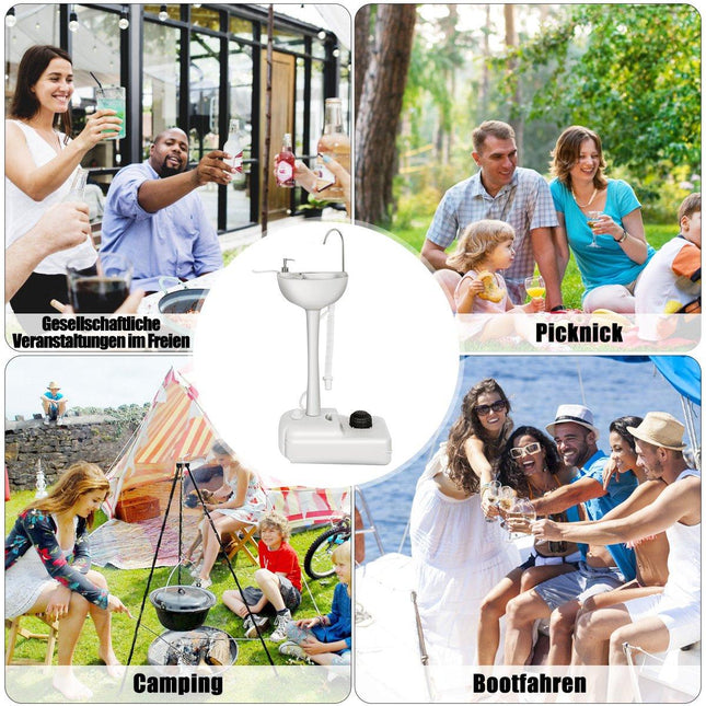 Portable Camping Sink with 17L Tank, Foot Pump, Towel Holder