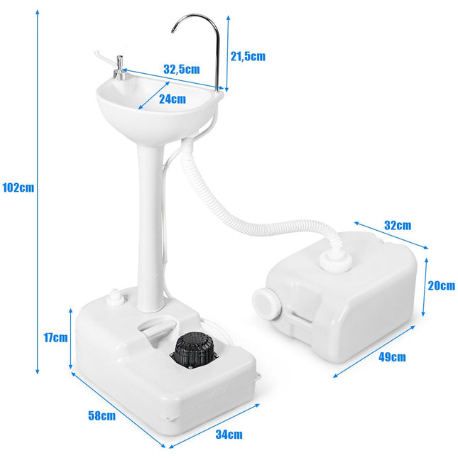 Portable Camping Sink with 17L Water Tank & Wheels