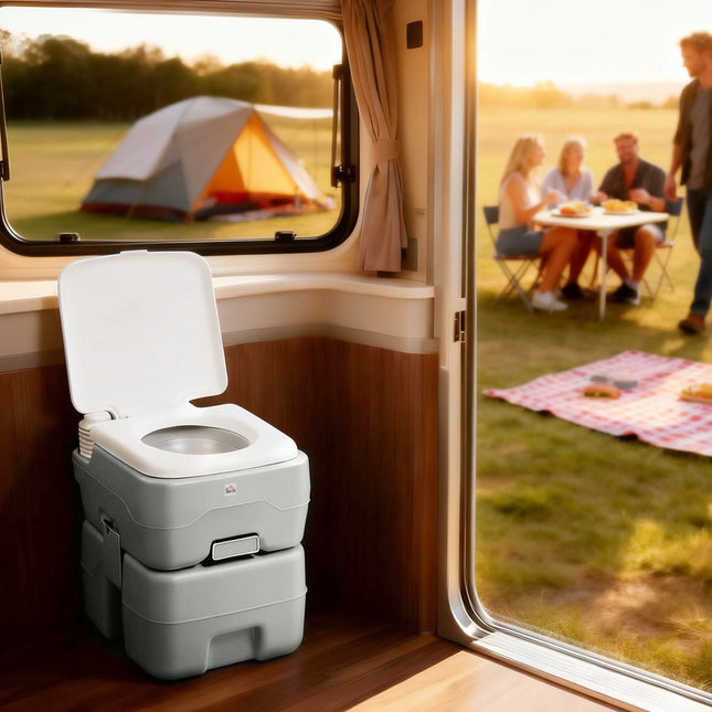 Portable Camping Toilet, 20L Waste Tank, 147kg Capacity