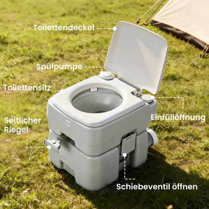 Portable Camping Toilet, 20L Waste Tank, 147kg Capacity