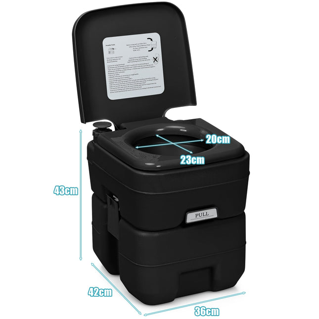 Portable Camping Toilet with 20L & 12L Removable Tanks