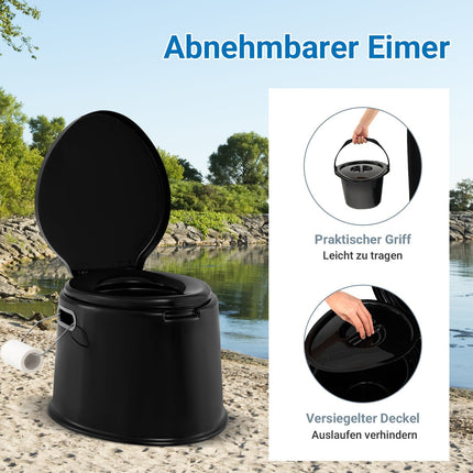 Portable Camping Toilet with Removable Bucket, Black, 200kg Capacity