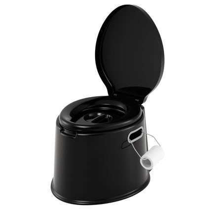 Portable Camping Toilet with Removable Bucket, Black, 200kg Capacity