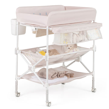 Portable Changing Table with Adjustable Height and Storage