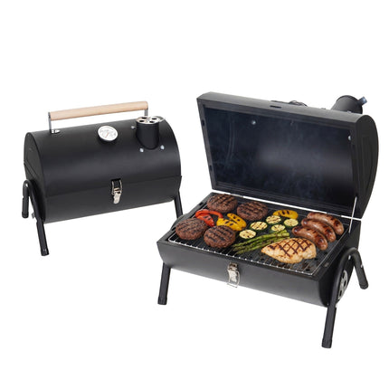 Portable Charcoal Grill with Thermometer & Chimney