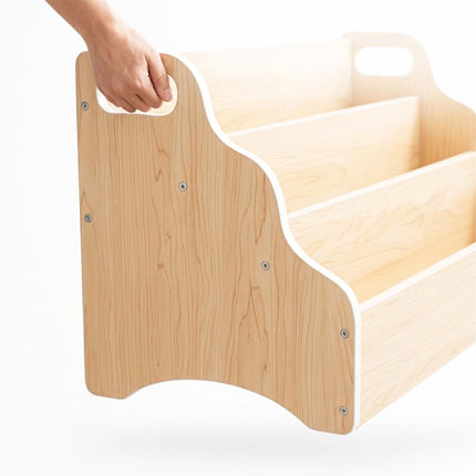 Portable Children's Bookcase – Natural Wood, 3-Tier MDF