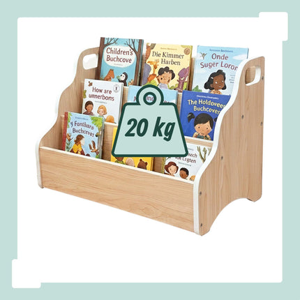 Portable Children's Bookcase – Natural Wood, 3-Tier MDF