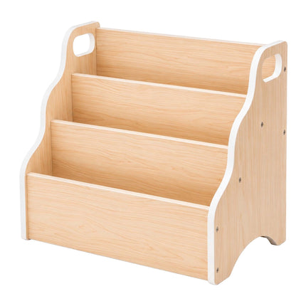 Portable Children's Bookcase – Natural Wood, 3-Tier MDF