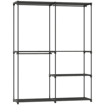 Portable Clothes Rack, Metal Frame, Fabric Shelves, Black