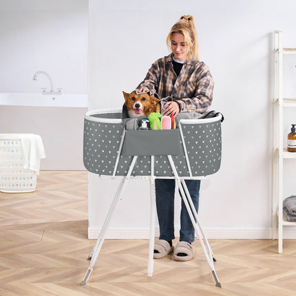 Portable Dog Bathtub – Elevated Foldable, Drain Hose