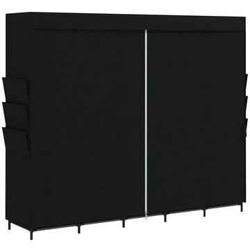 Portable Fabric Wardrobe, Dustproof, 5 Rods, Black, 212x45x167 cm