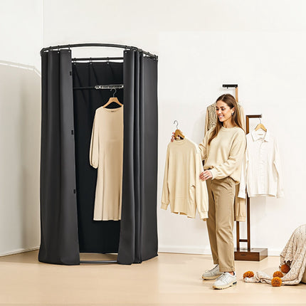 Portable Fitting Room With Polyester Curtain, 100x95x200 cm, Black