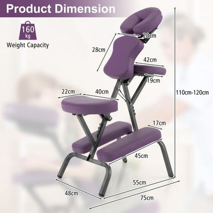 Portable Foldable Massage Chair, Height Adjustable, Bag