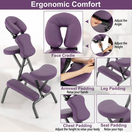 Portable Foldable Massage Chair, Height Adjustable, Bag