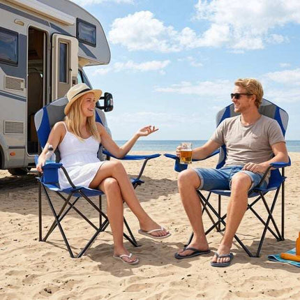 Portable Folding Camping Chair with Cup Holder, Blue