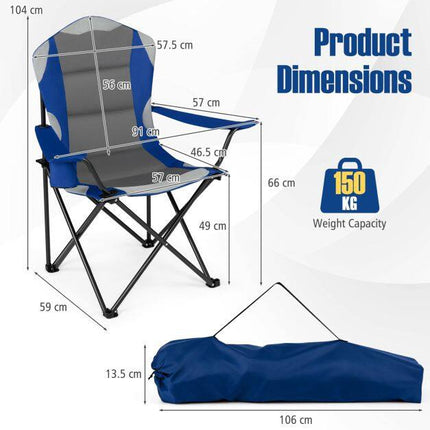Portable Folding Camping Chair with Cup Holder, Blue