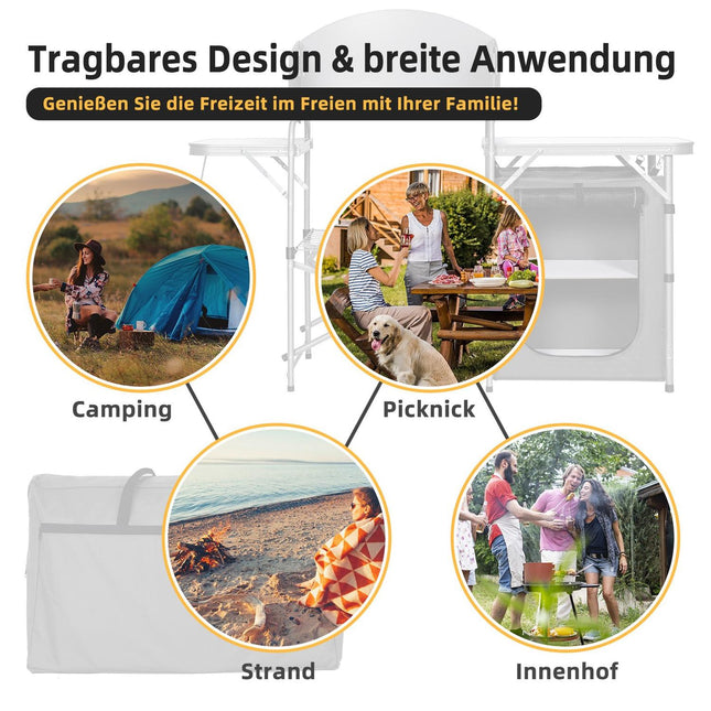 Portable Folding Camping Kitchen with Windshield & Storage