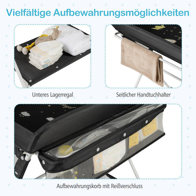 Portable Folding Changing Table with Adjustable Height, Black