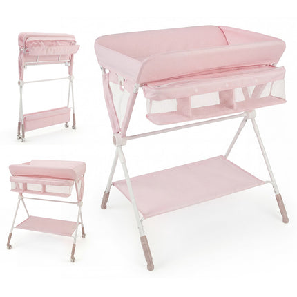 Portable Folding Changing Table with Adjustable Height & Lockable Wheels