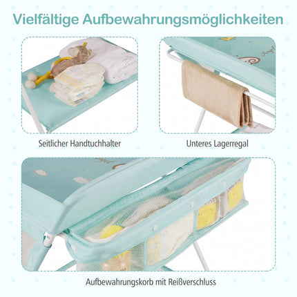 Portable Folding Changing Table with Adjustable Height & Lockable Wheels