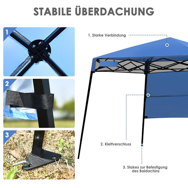 Portable Garden Pavilion Tent with Bag, 181x181x210cm, Blue