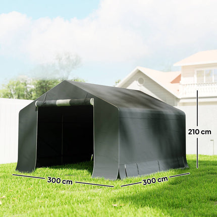 Portable Garden Shed, Bike Tent, Dark Grey, Metal Frame