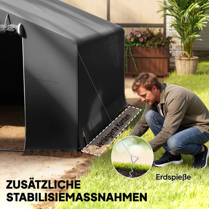 Portable Garden Shed, Bike Tent, Dark Grey, Metal Frame
