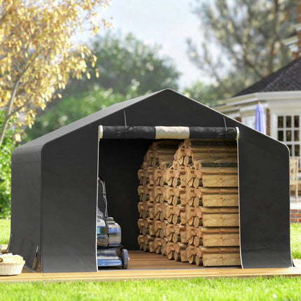 Portable Garden Shed, Bike Tent, Dark Grey, Metal Frame