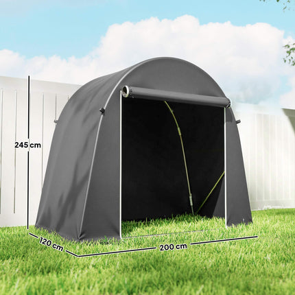 Portable Garden Shed with Zipper Door, Metal Frame, Dark Gray
