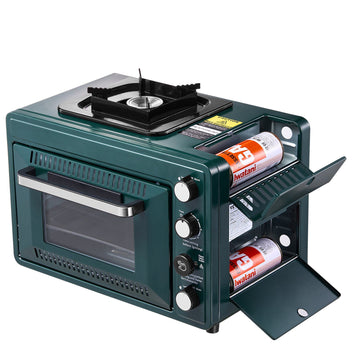 Portable Gas Camping Stove Oven Combo, 25L, Timer, Windproof