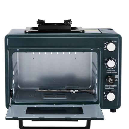 Portable Gas Camping Stove Oven Combo, 25L, Timer, Windproof