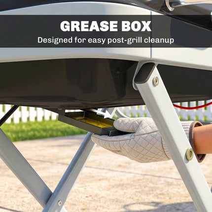 Portable Gas Grill with 1 Burner, Foldable Cart, Thermometer
