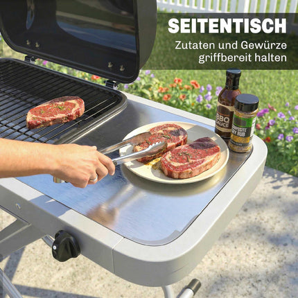 Portable Gas Grill with 1 Burner, Foldable Cart, Thermometer