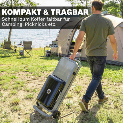 Portable Gas Grill with 1 Burner, Foldable Cart, Thermometer