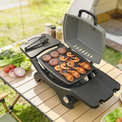 Portable Gas Grill with 3.3 kW Burner and Side Tables