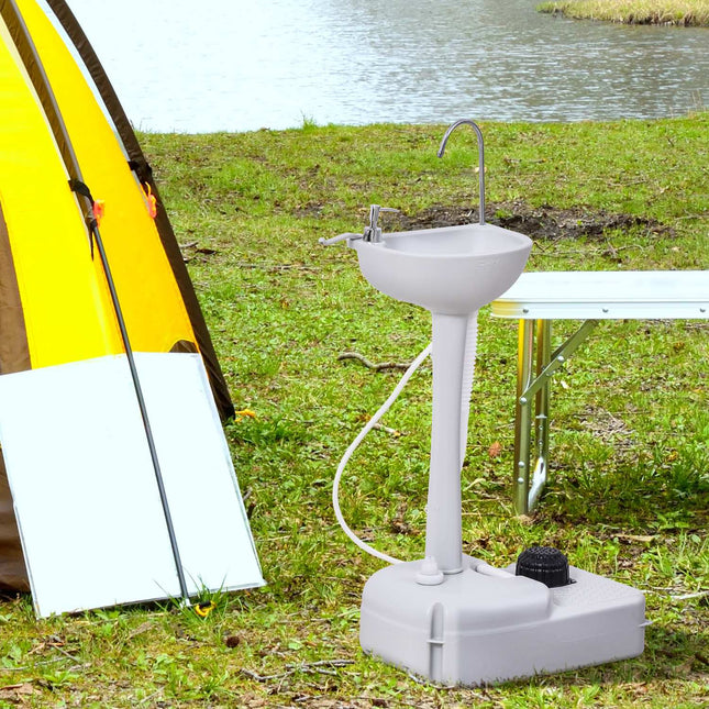 Portable outdoor camping sink with towel rack, 17L tank