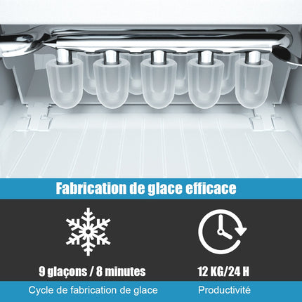Portable Ice Maker With Self-Cleaning, 12 kg Day, 1.6 L
