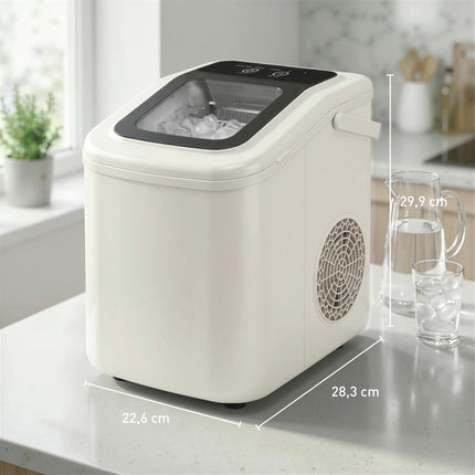 Portable Ice Maker with Self-Cleaning, 12kg/24h, Beige