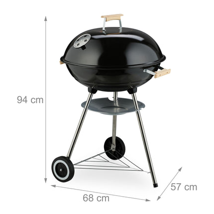 Portable Kettle BBQ Grill with Lid and Wheels