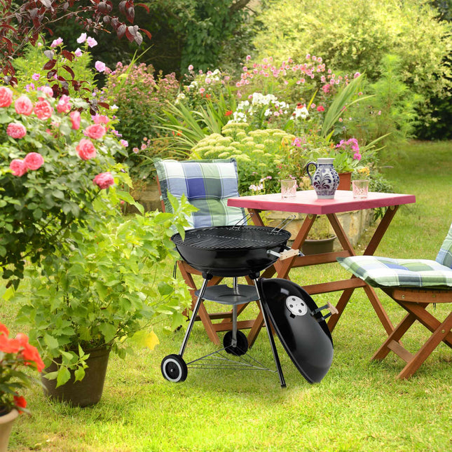 Portable Kettle BBQ Grill with Lid and Wheels