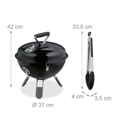 Portable Kettle Barbecue 37cm with Tongs