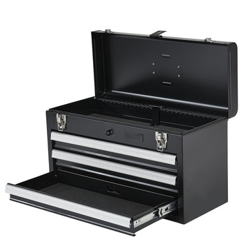 Portable Metal Tool Box, 20.5-Inch, 3 Locking Drawers