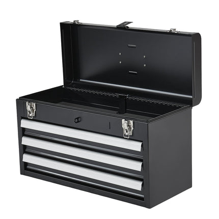 Portable Metal Tool Box, 20.5-Inch, 3 Locking Drawers