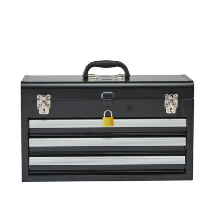 Portable Metal Tool Box, 20.5-Inch, 3 Locking Drawers
