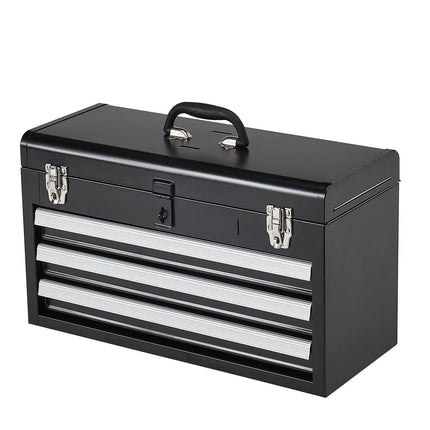 Portable Metal Tool Box, 20.5-Inch, 3 Locking Drawers