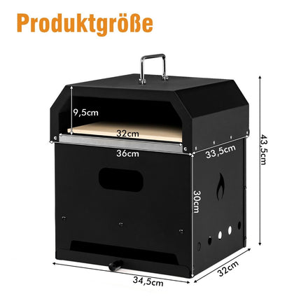 Portable Multi-Purpose 4-in-1 Pizza Oven with Cover & 2 Layer Black